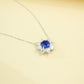 S925 Sterling Silver Lab Sapphire Necklace, Delicate Versatile - Photo 4