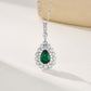 925 Sterling Silver Lab Emerald Teardrop Necklace Jewellery Vintage - Photo 3