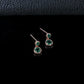 S925 Silver Double-Layer Lab Emerald Stud Earrings, Double Round Simple - Photo 3
