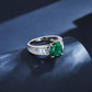 S925 Sterling Silver Emerald Pave Ring for Women, Minimalist Vintage - Photo 4