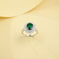 925 Sterling Silver Gold-Plated Lab Emerald Ring for Women, Versatile - Photo 4