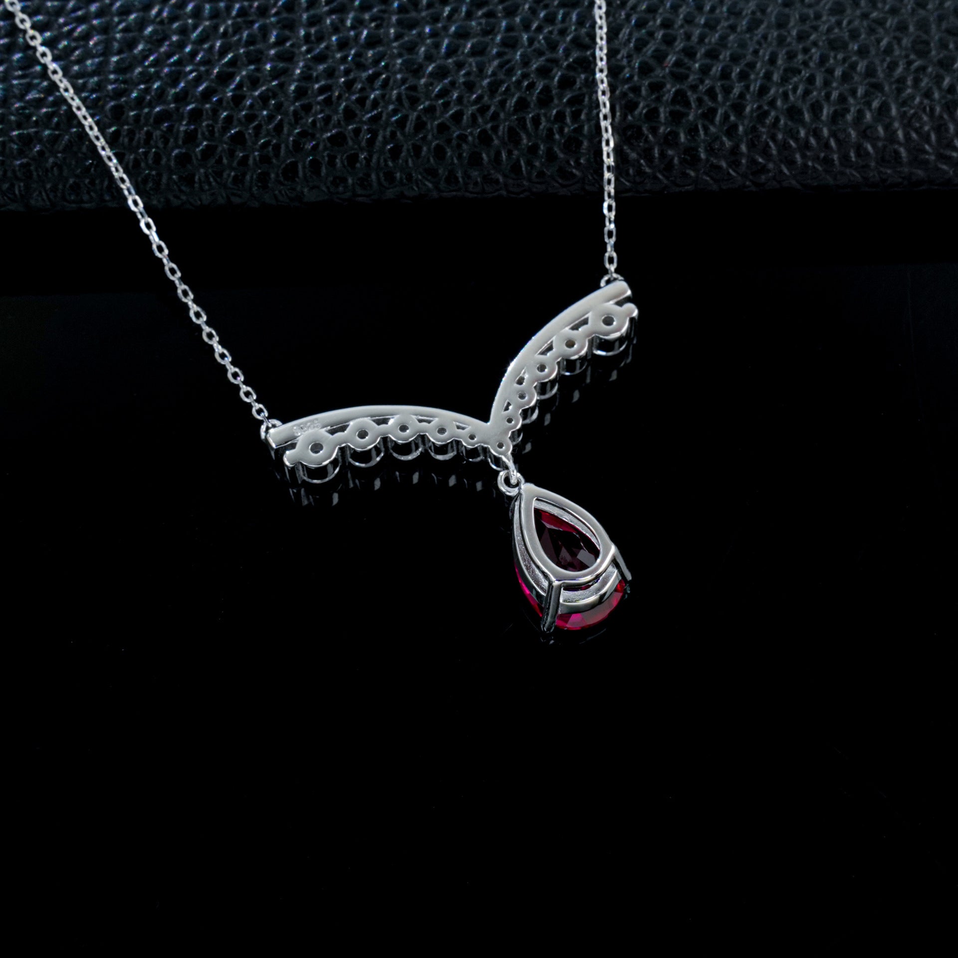 925 Sterling Silver Lab Ruby Necklace for Women, Minimalist Premium Versatile - Photo 2