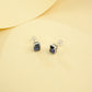 S925 Sterling Silver Lab Sapphire Square Earrings, Minimalist Bestie Birthday - Photo 1