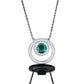 925 Sterling Silver Lab Emerald Double-Ring Starburst Necklace, French Gift - Photo 5