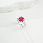 S925 Sterling Silver Lab Ruby Cushion Pave Ring, for Women - Photo 3
