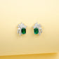 925 Sterling Silver Lab Emerald Square Stud Earrings, Princess Premium Vintage - Photo 2
