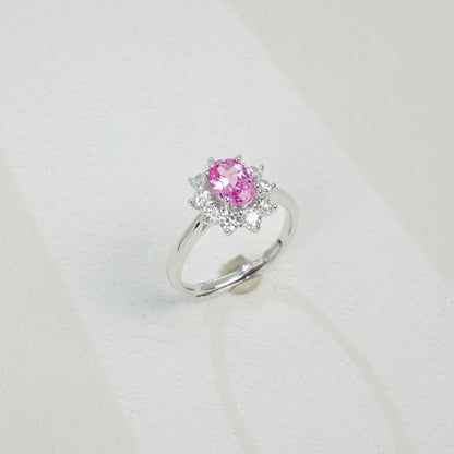 S925 Sterling Silver Lab Pink Diamond Ring, Sparkly Multi-Colour for Women - Photo 6
