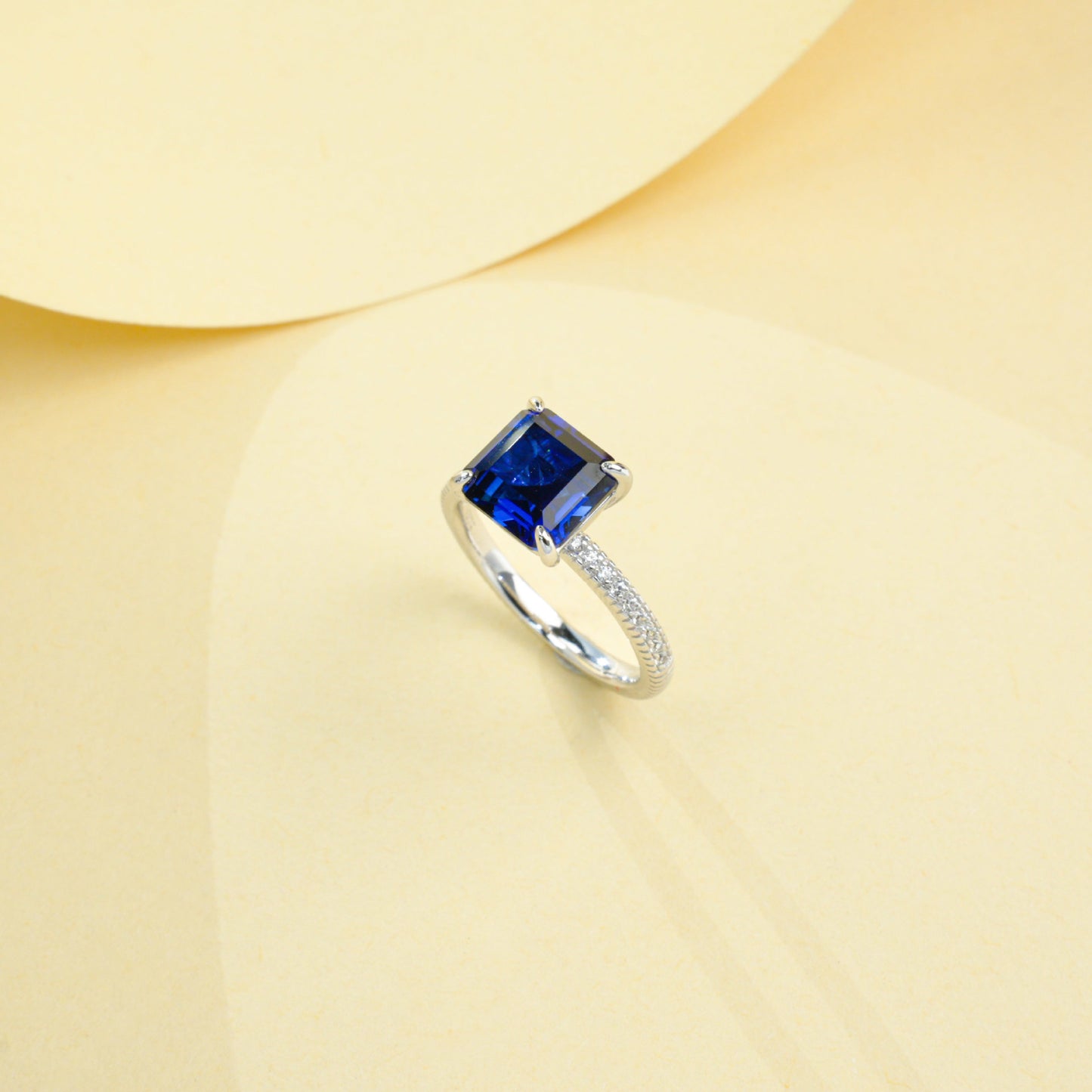 S925 Sterling Silver Lab Sapphire Ring, Vintage Versatile Unisex - Photo 6