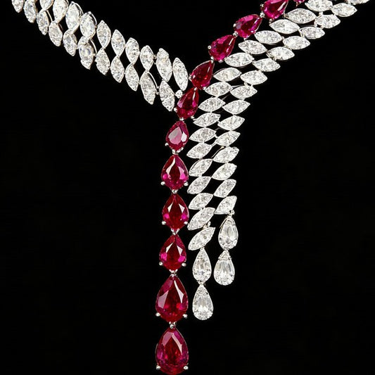 S925 Sterling Silver Lab Pigeon Blood Ruby 4-Piece Jewellery Set, Luxurious Premium for Women - Photo 3