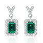 Lab Emerald S925 Silver Stud Earrings, Vintage Premium Princess - Photo 5