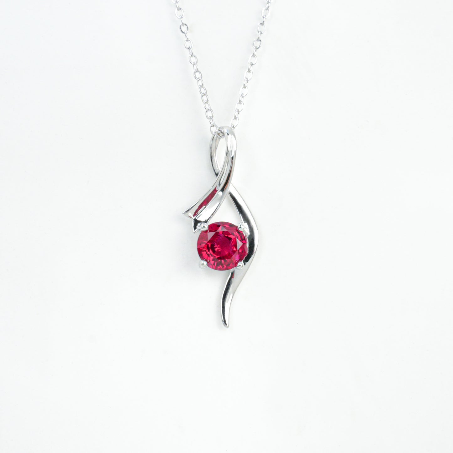 925 Sterling Silver Lab Ruby Necklace for Women, Minimalist Premium Versatile - Photo 5