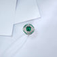 S925 Silver Multi-Layer Halo Lab Emerald Ring, Vintage Engagement - Photo 3