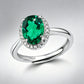 S925 Sterling Silver Lab Emerald Adjustable Ring, Premium Gift Stock - Photo 3