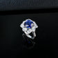 S925 Silver Lab Sapphire Sunflower Ring, Ring Anniversary Gift - Photo 3