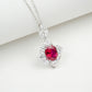S925 Sterling Silver Lab Ruby Marquise Halo Pendant Necklace, French Premium - Photo 2