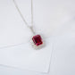 S925 Sterling Silver Lab Pigeon Blood Ruby Halo Pendant Necklace, Vintage Engagement - Photo 4