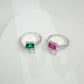 925 Sterling Silver Lab Ruby Emerald-Cut Ring - Photo 7