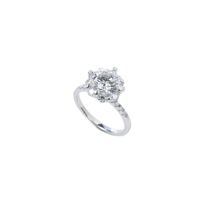 S925 Silver Lab Diamond Snowflake Halo Full Ring, Proposal Engagement Birthday - Photo 5