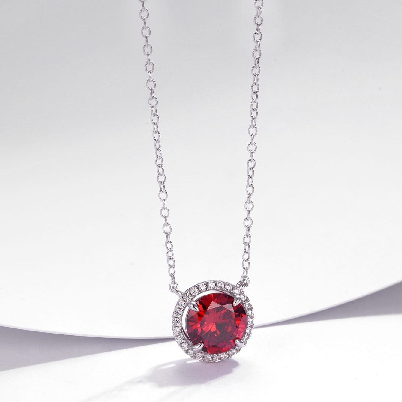 S925 Silver Necklace Pigeon Blood Ruby Pendant Diamond Chain, Premium Versatile - Photo 2