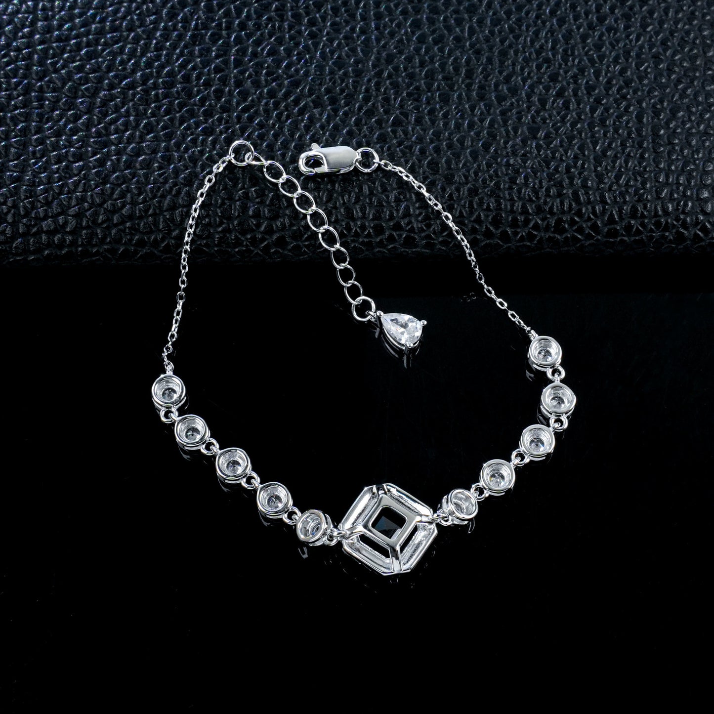 S925 Silver Square Sapphire Halo Jewellery, Women's Versatile Accessory - Photo 3