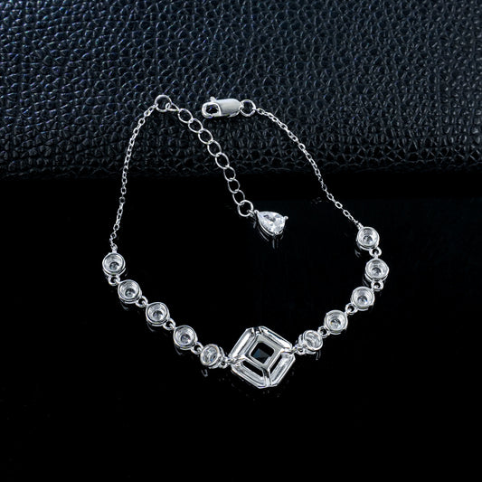 S925 Silver Square Sapphire Halo Jewellery, Women's Versatile Accessory - Photo 3