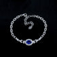 S925 Silver Oval Lab Sapphire Bracelet, Full Diamond Halo - Photo 2