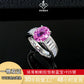 S925 Sterling Silver Lab Padparadscha Ring for Women, Princess Vintage Gift - Photo 1