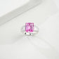 S925 Sterling Silver Lab Padparadscha Emerald-Cut Ring, Versatile - Photo 4