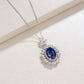 S925 Sterling Silver Oval Sapphire Pendant Choker Halo, Design Versatile Premium - Photo 2