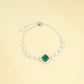 S925 Sterling Silver Lab Emerald Pave Bracelet, Vintage - Photo 4