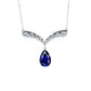 S925 Silver V-Shape Symmetric Pave Diamond Lab Sapphire Teardrop Pendant Necklace, Necklace Birthday Gift - Photo 5
