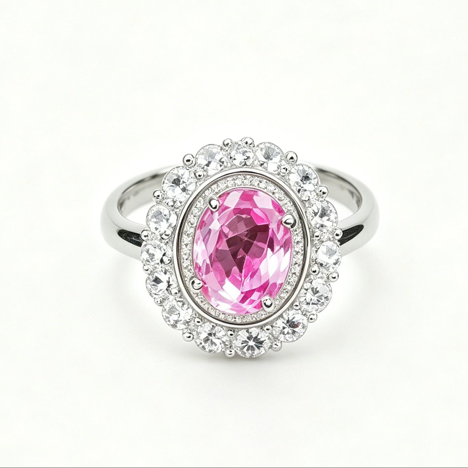 S925 Lab Padparadscha Pink Sapphire Ring Jewellery Premium - Photo 5