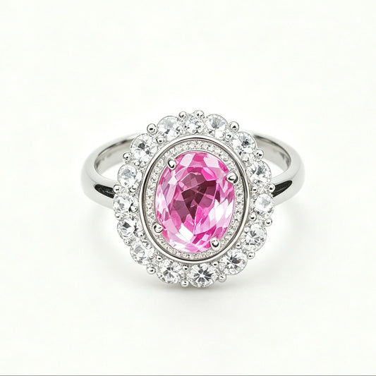S925 Lab Padparadscha Pink Sapphire Ring Jewellery Premium - Photo 5