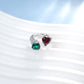 925 Silver Red-Green Heart Ring, Versatile Heart Open - Photo 4