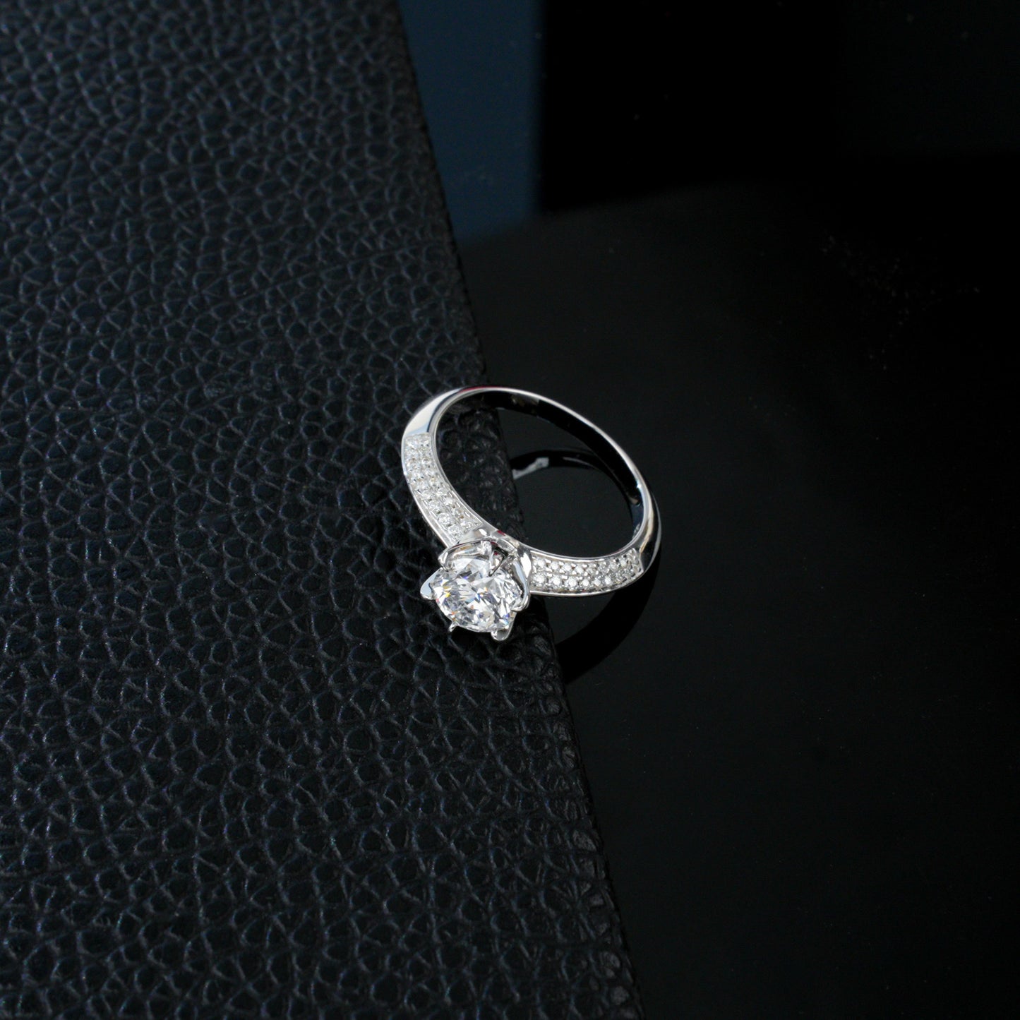 925 Sterling Silver Lab Diamond Six-Prong Engagement Ring, Premium - Photo 3