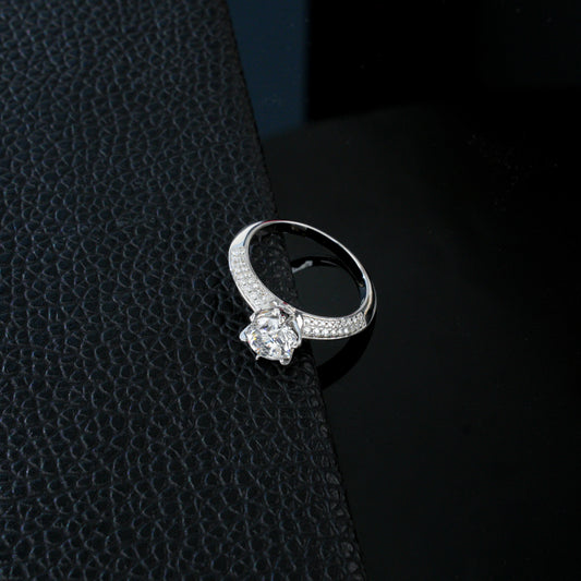 925 Sterling Silver Lab Diamond Six-Prong Engagement Ring, Premium - Photo 3