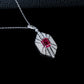 S925 Silver Geometric Hollow coloured Gemstone Pendant, Vintage Stone Jewellery - Photo 3
