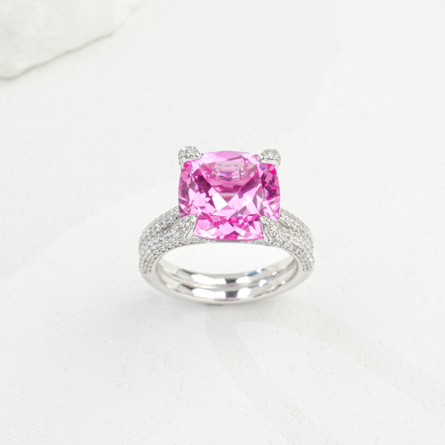 S925 Sterling Silver Lab Padparadscha Ring for Women, Versatile - Photo 2