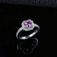 S925 Silver Lab Padparadscha Pink Sapphire Ring Square Full Diamond - Photo 4