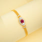 925 Sterling Silver Yellow-Gold Lab Ruby Woven Chain Bracelet, Vintage Versatile - Photo 2
