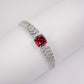 S925 Sterling Silver Lab Ruby Sugar-Loaf Bangle for Women, Designer Premium - Photo 3