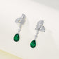 S925 Sterling Silver Lab Emerald Teardrop Earrings, Style Evening Long - Photo 2