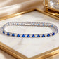 S925 Sterling Silver Lab Sapphire Pave Adjustable Tennis Bracelet, for Women - Photo 3