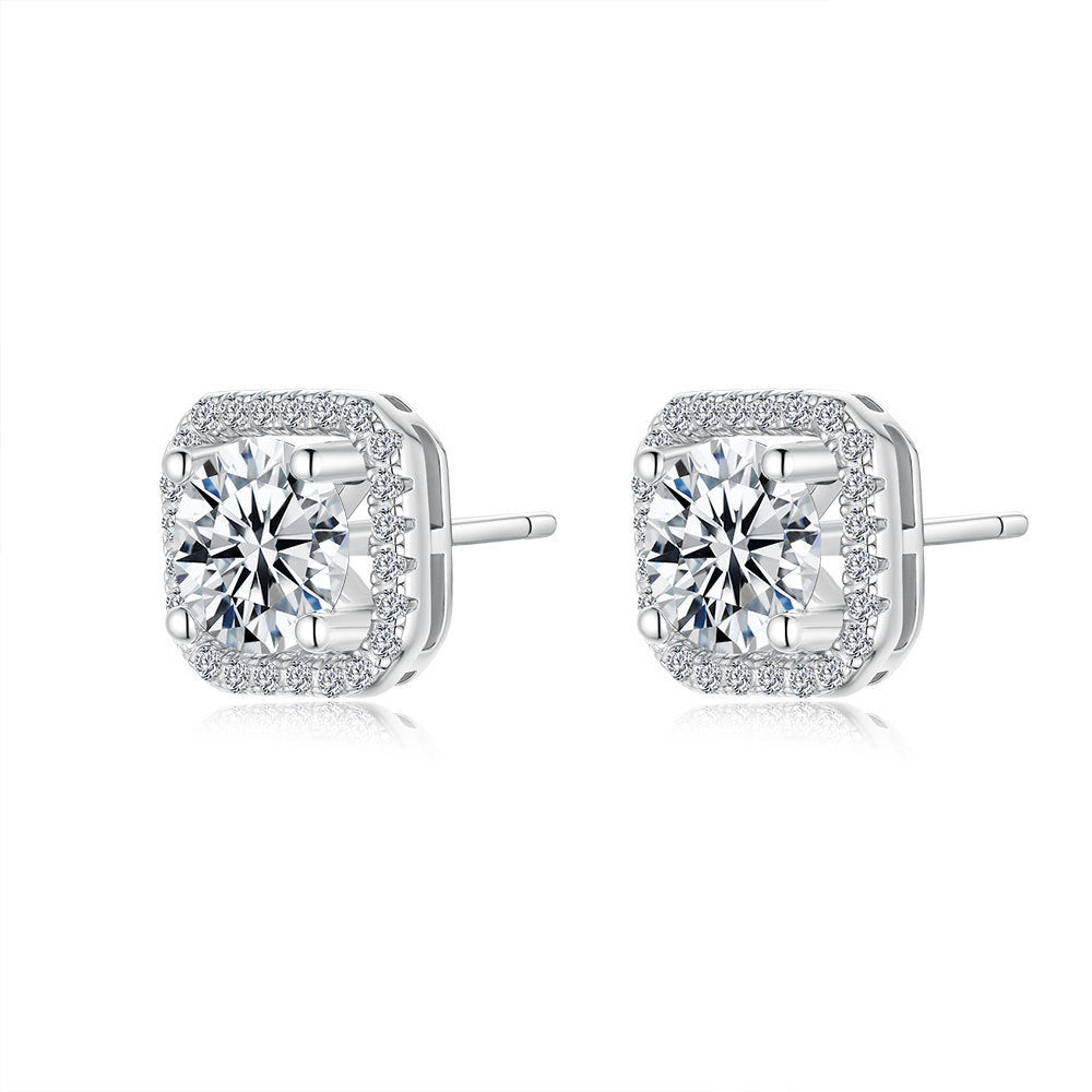S925 Sterling Silver Lab Diamond Stud Earrings for Women, Elegant Versatile Gift - Photo 5