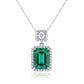 S925 Sterling Silver Lab Emerald Emerald-Cut Halo Necklace, Premium - Photo 1