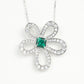 S925 Silver Five-Petal Flower Lab Emerald Diamond Halo, Women's Choker - Photo 1