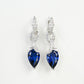 S925 Sterling Silver Lab Sapphire Teardrop Pave Long Drop Earrings, Birthday Gift - Photo 5