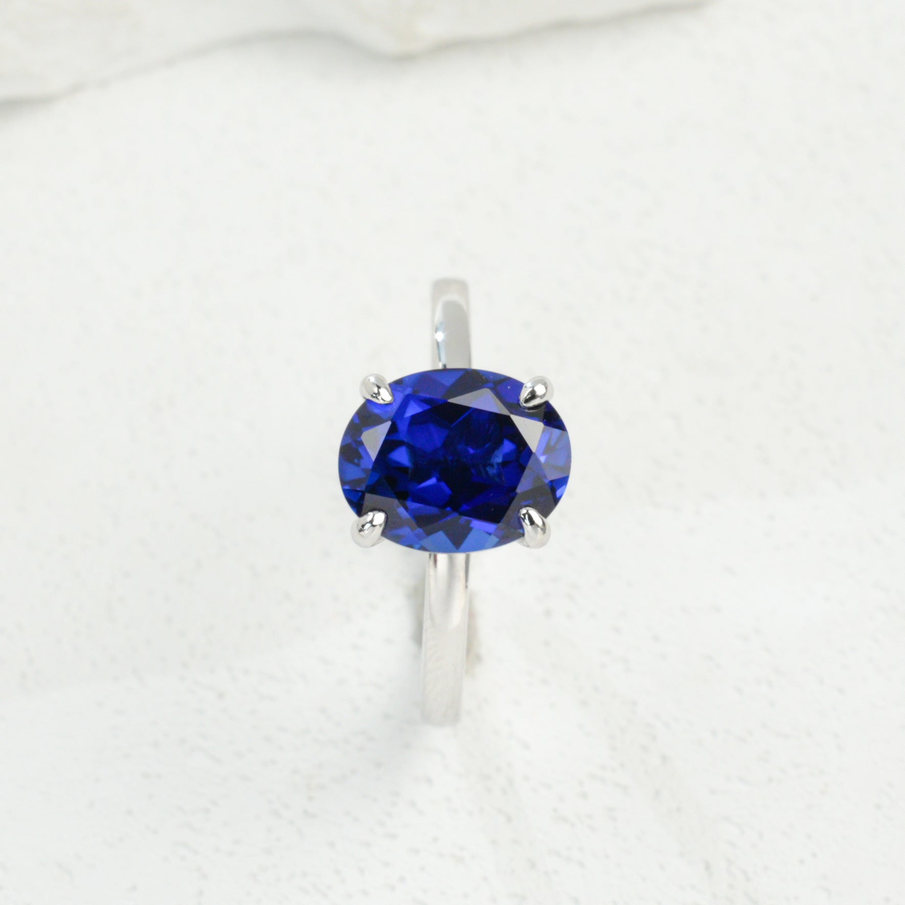 S925 Sterling Silver Lab Sapphire Ring, for Women - Photo 6