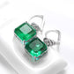 S925 Sterling Silver Lab Emerald Earrings, Premium Gemstone Evening - Photo 3