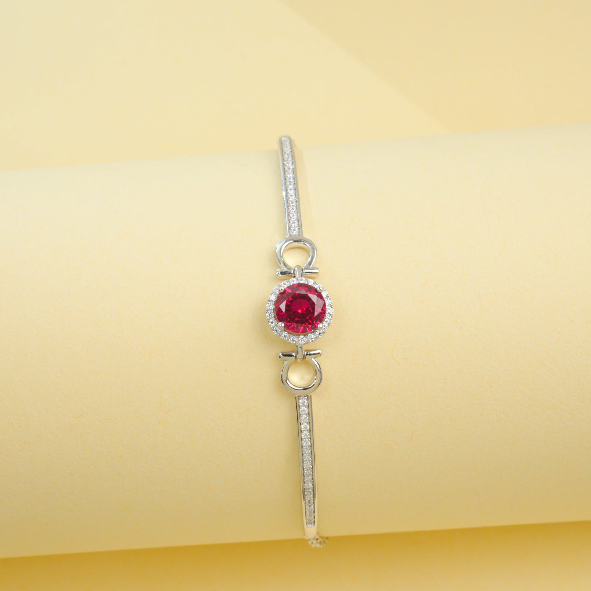 S925 Sterling Silver Lab Ruby Bracelet for Women, Unique Vintage - Photo 3